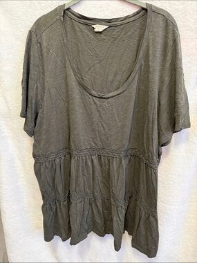 Caslon Scoop Neck Tiered Short-Sleeve Shirt Size 3X